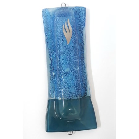 Mezuzá artesanal de vidro (vidro) - azul