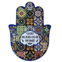 Hamsa de cerâmica colorida - God bless our home