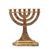 Menorá dourada Jerusalém pequena - Tamanho 3,5 cm