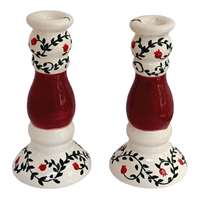 Castiçal de cerâmica vermelho com romãs